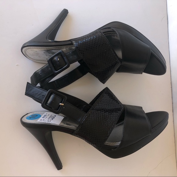 Brand New Impo Black Faux Snakeskin Strap Heels - Picture 7 of 7